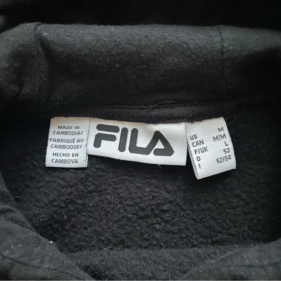 Fila Black Pullover Sweatshirt Hoodie embroidered logo size M - Picture 6 of 6